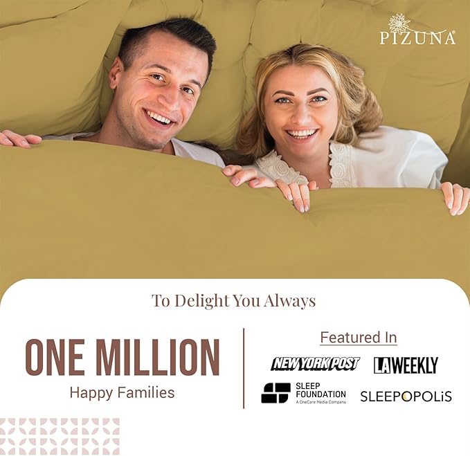 Pizuna Pure 100% Cotton Sheets RV Queen Size, Luxurious 400 Thread Count Long Staple Cotton Sateen Sheets RV Queen with 15" Deep Pocket (Combed Mustard Gold Cotton Sheets RV Queen)