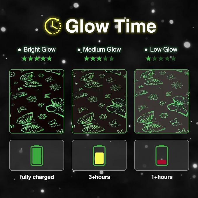 A Nice Night Colorful Butterfy Plush Zippered Comforter Set,Zipper Bedding Glow in The Dark for Child, Twin