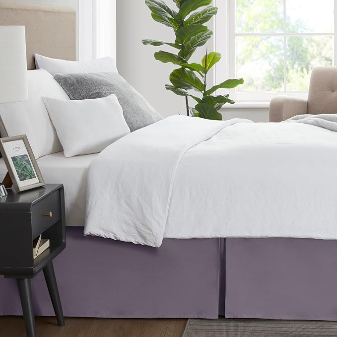 Nestl Grayish Purple Full Bed Skirt - Full Size Bed Skirt 14 Inch Drop - Brushed Microfiber Bed Skirts - Hotel Quality Pleated Bed Skirt - Shrinkage & Fade Resistant