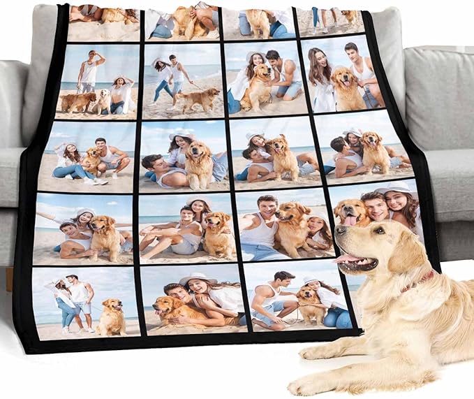 Customized Photo Blanket - 20 Picture Throw Blanket Gifts for Boyfriend, Couples, Family & Friends - 8 Sizes