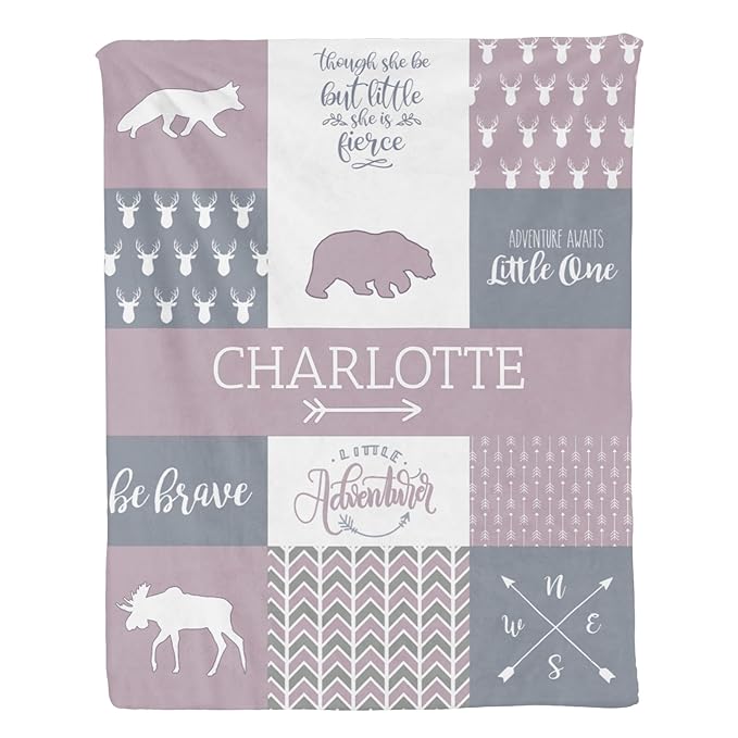 Personalized Name Blankets for Baby, Custom Blankets for Infant Toddler, Babys Gifts for Birthday Gifts for Girls Kids Teen New Mom, Essential Newborn Items, Light Purple, 35"x45"