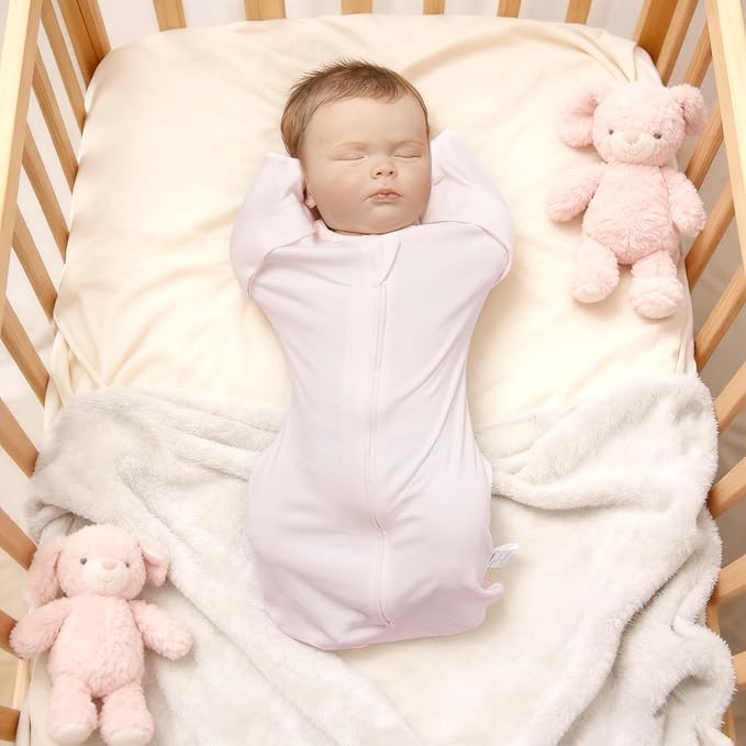 MEXXI Swaddle Baby Sleep Sack With Arms Up, 2 Pack Baby Transitional Swaddle with Double Zipper,0.5 TOG