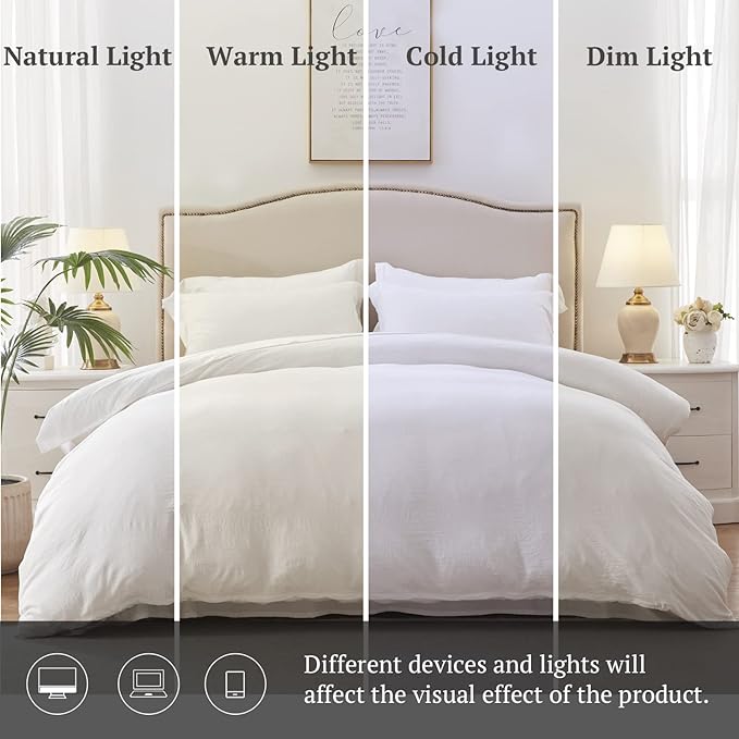 MILDLY Super Soft Duvet Cover 2pcs - 100% Washed Microfiber White Comforter Cover Set with Zipper Closure & Corner Ties (No Comforter)