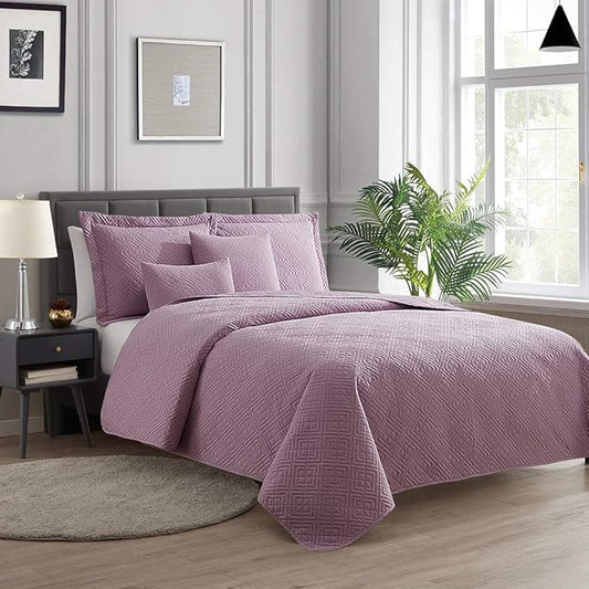 Hearth & Harbor Quilts Twin Size - All Season Bedspread Coverlet Set, Pinsonic Weave Lightweight Bedding Set - 5 Piece Twin Quilt Set with Pillow Shams, Diamond - Lavender Dream