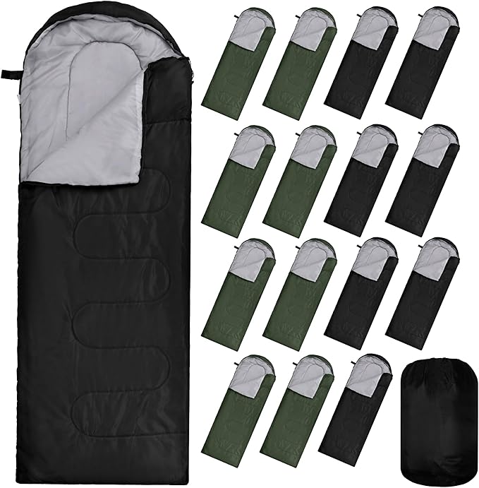 Tudomro 16 Pack Winter Camping Sleeping Bags Bulk for Homeless Adults Cold Weather Lightweight Waterproof Compact Backpacking Sleeping Bag Gifts for Travel Hiking Christmas