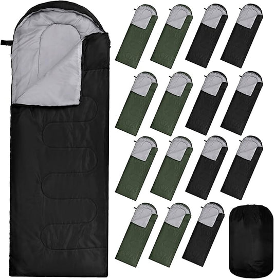 Tudomro 16 Pack Winter Camping Sleeping Bags Bulk for Homeless Adults Cold Weather Lightweight Waterproof Compact Backpacking Sleeping Bag Gifts for Travel Hiking Christmas