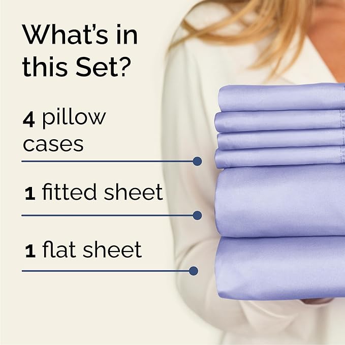 Cal King 6 Piece Sheet Set - Comfy Breathable & Cooling - Ultra-Soft Hotel Luxury Bedding Set w/ 8-16 Inch Deep Pockets - 1 Flat & 1 Fitted Sheet & 4 Pillowcases - Wrinkle Free & Easy Care - Lavender
