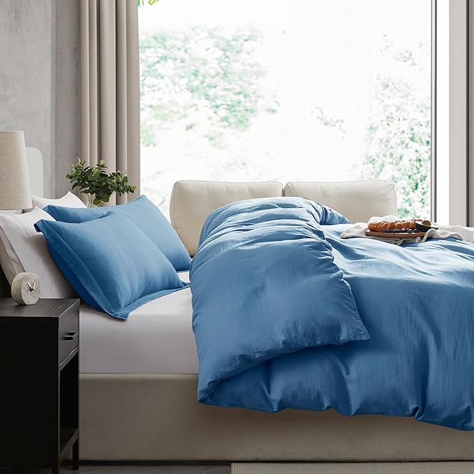 Nestl Blue Heaven Duvet Cover Full Size - Soft Prewashed Full Size Duvet Cover Set, 3 Piece, with Zipper Closure, 1 Duvet Cover 80x90 inches and 2 Pillow Shams
