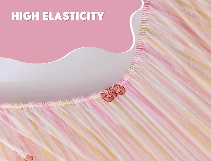 Meeting Story 3pcs Kids Comforter Set Twin Zipper Bedding Set for Girls,Bow Bedding Set Princess Comforter Set for Kid,All in one Zipper Bedding（Lightpink,Twin）
