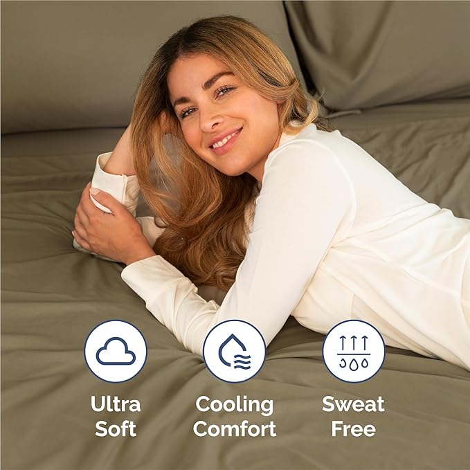 King 6 Piece Sheet Set - Comfy Breathable & Cooling - Ultra Soft Hotel Luxury Bedding Set with 8-16 Inch Deep Pockets - 1 Flat & 1 Fitted Sheet & 4 Pillowcases - Cozy, Wrinkle Free & Easy Care - Khaki