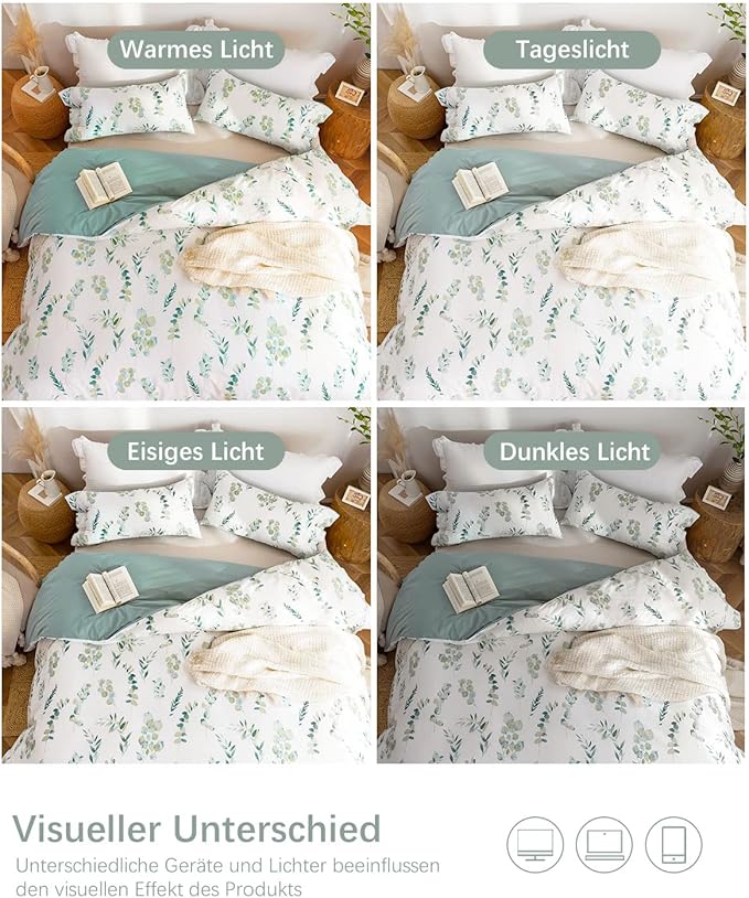 MILDLY 135x200 Duvet Cover Set 100% Washed Cotton Comforter Cover with 1 Pillow Shams 80x80
