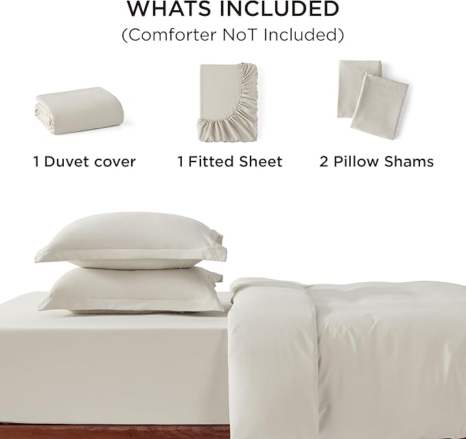 Bedsure California King Size Duvet Cover with Fitted Sheet - 4 Pieces Prewashed Cotton-Like Polyester Extra Soft Bedding Set, Includes 1 Duvet Cover 104''x98'', 2 Pillow Shams, 1 Fitted Sheet, Linen