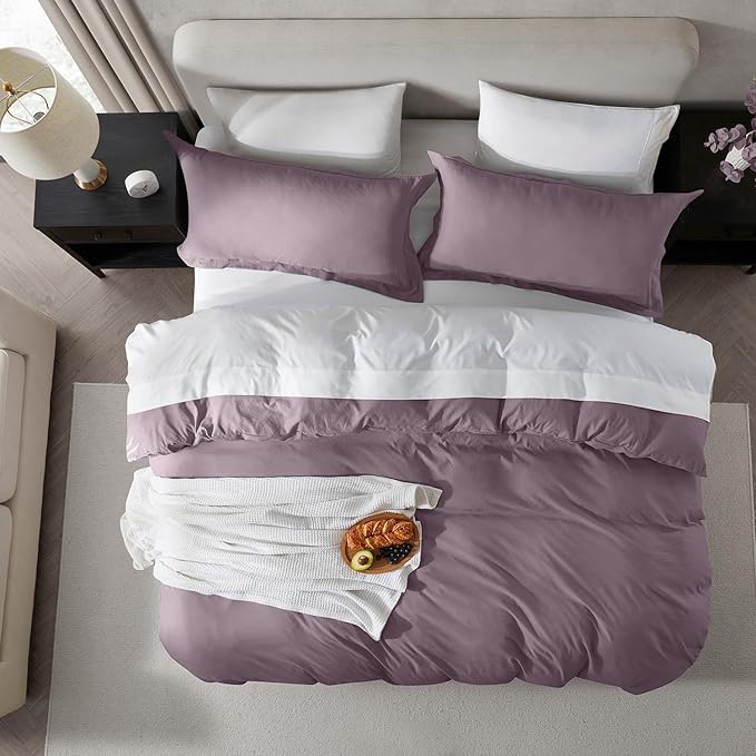 Nestl Dusty Purple Duvet Cover Queen Size - Soft Prewashed Queen Duvet Cover Set, 3 Piece, with Zipper Closure, 1 Duvet Cover 90x90 inches and 2 Pillow Shams