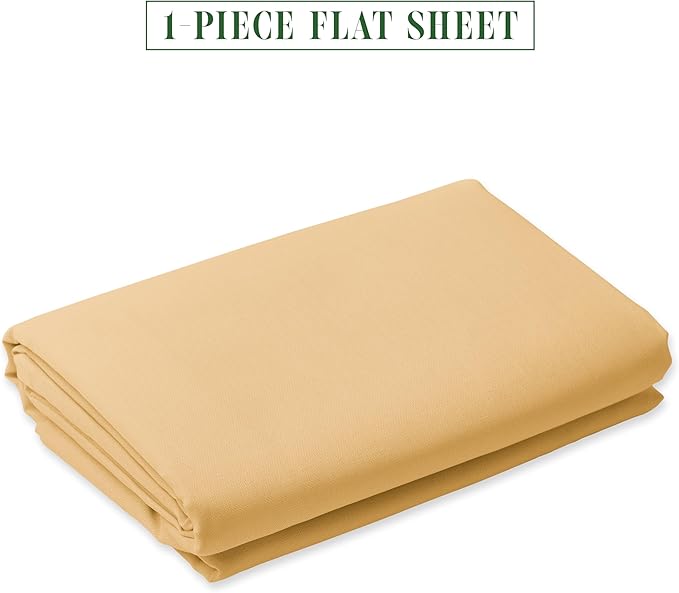 Luxury Flat Sheet on Amazon Elegant Comfort Wrinkle-Free 1500 Premier Hotel Quality 1-Piece Flat Sheet, California King Size, Gold