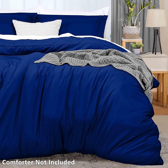 Utopia Bedding Duvet Cover Queen Size - 3 Piece with Zipper Closure - 1 Comforter Cover 90X90 Inches & 2 Pillow Shams 20X26 Inches (Royal Blue) Comforter Not Included