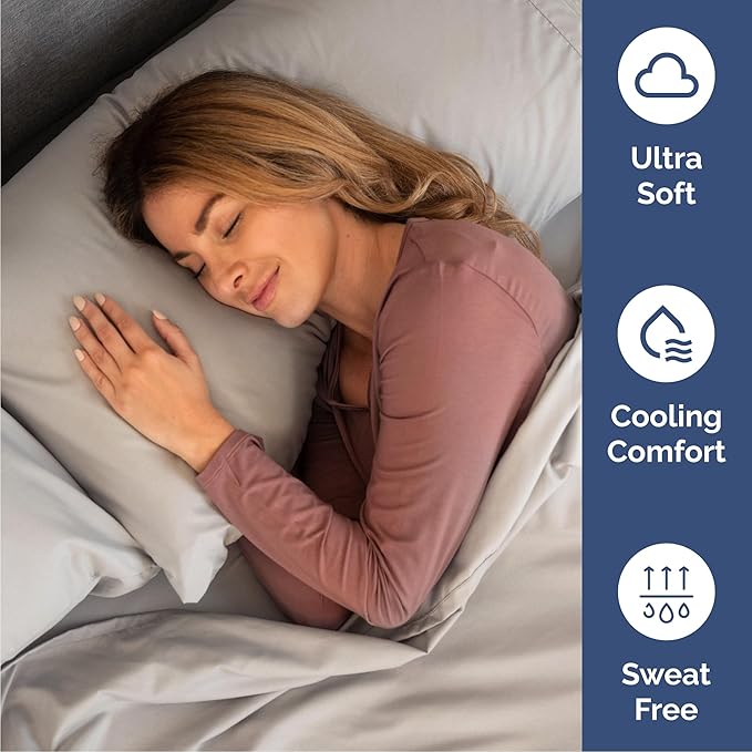 Cal King 6 Piece Sheet Set - Comfy Breathable & Cooling - Soft Hotel Luxury Bedding Set with 8-16 Inch Deep Pockets - 1 Flat & 1 Fitted Sheet & 4 Pillowcases - Wrinkle Free & Easy Care - Light Grey