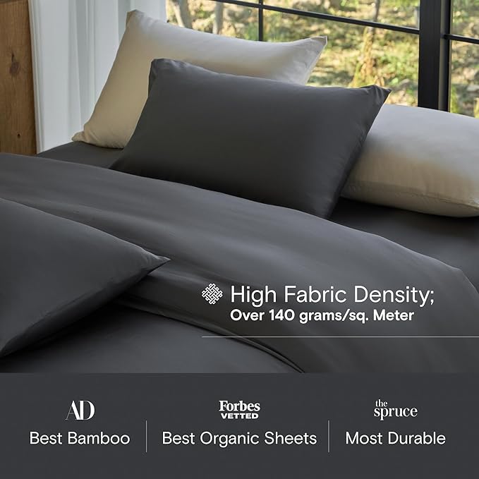 DOZ Duvet Cover Set, 100% Viscose derived from Bamboo, Organically Grown, Buttery Soft, Cooling Duvet Covers, High GSM, 1 Duvet Cover and 2 Pillowcases, 90"x90" (Storm, Full/Queen)
