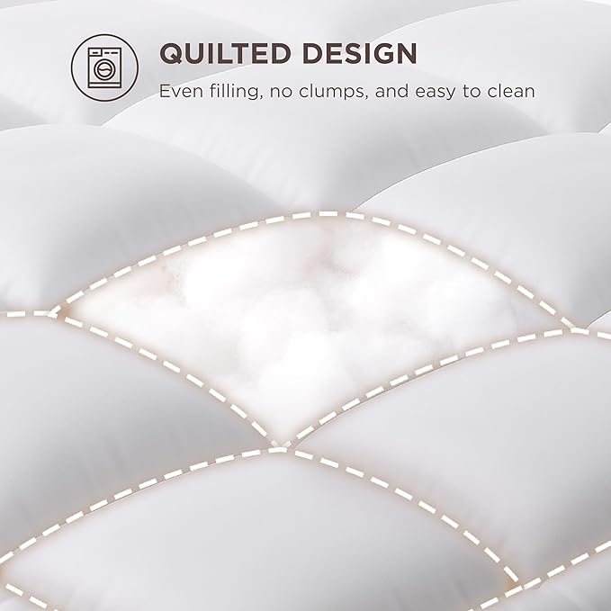 Bedsure Full Size Mattress Topper - Pillow Top Mattress Pad Cover with Deep Pocket Fits up to 21 Inches, Plush Soft Bed Topper for Back Pain Relief, Overfilled with Down Alternative Filling, White