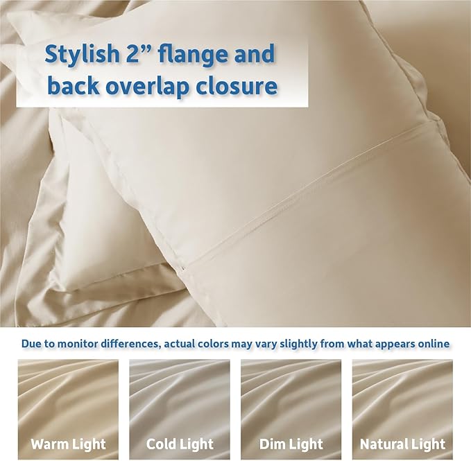 Nestl Beige Cream Duvet Cover King Size - Soft Double Brushed King Duvet Cover Set, 3 Piece, with Button Closure, 1 Duvet Cover 104x90 inches and 2 Pillow Shams