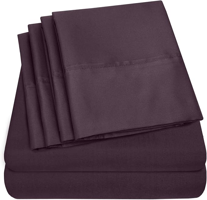 Queen Sheets Purple - 6 Piece 1500 Supreme Collection Fine Brushed Microfiber Deep Pocket Queen Sheet Set Bedding - 2 Extra Pillow Cases, Great Value, Queen, Purple