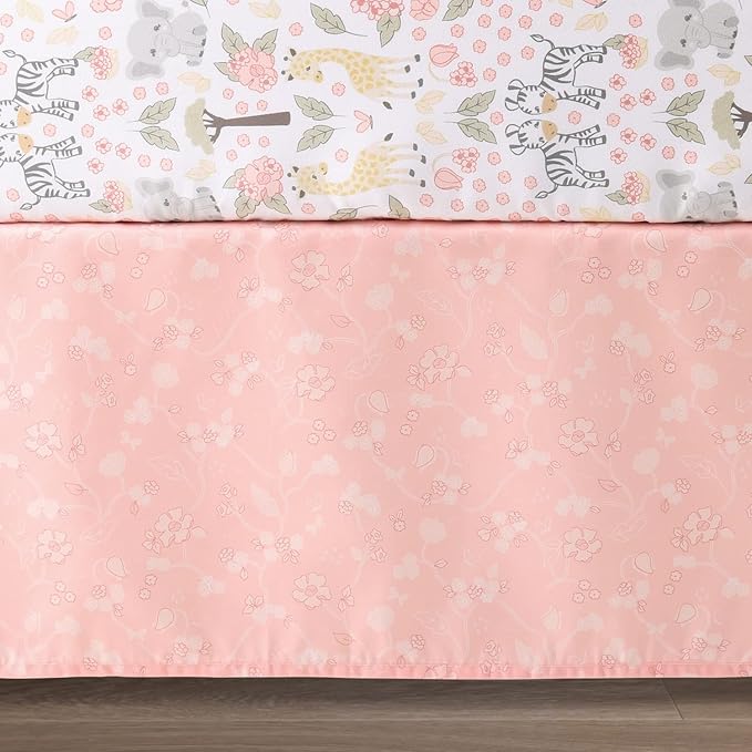 The Peanutshell 3 Piece Baby Crib Bedding Set for Girls - Newborn, Infant & Toddler Nursery Bed Set Decor with Fitted Crib Sheet, Dust Ruffle, Crib Comforter - Wildest Dreams