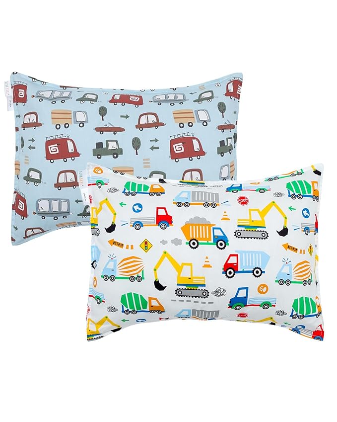 ALVABABY Toddler Pillowcases 2 Pack Cotton Kids Pillow Cover Fit 13"x 18" or 14"x20" Envelope for Girl Boy Sleepy Travel 2L-FTP12A