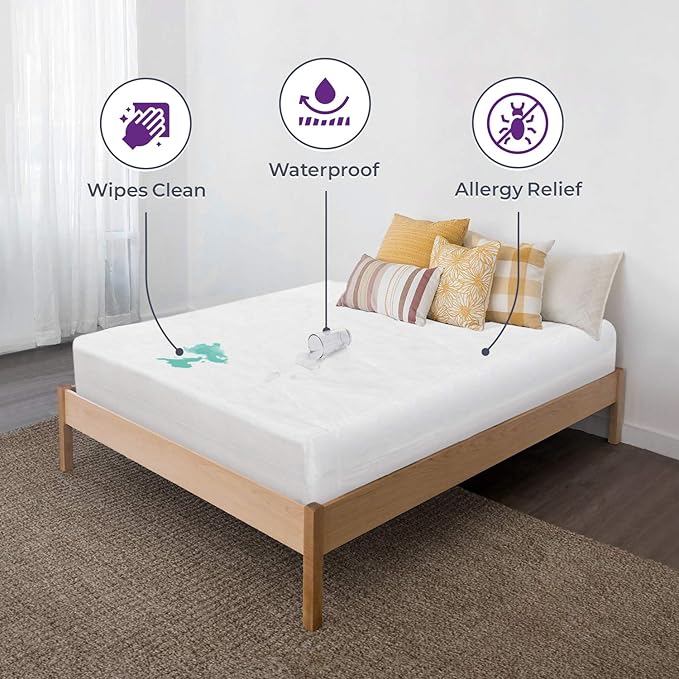 BLISSFORD Plastic Mattress Protector Zippered Cot Size, Waterproof Vinyl Mattress Cover, Heavy Duty Noiseless Mattress Encasement