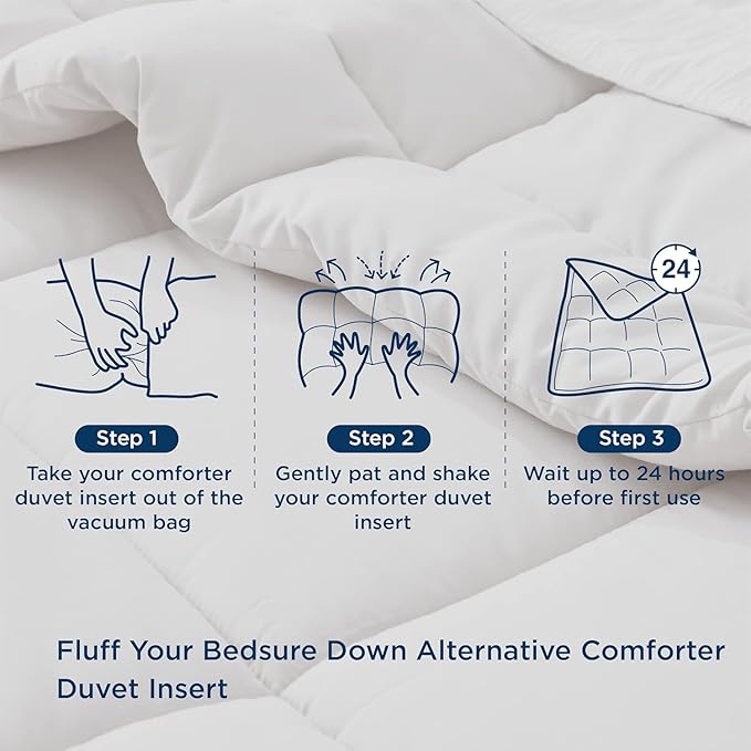 Bedsure Comforter Duvet Insert - Quilted Comforters Twin XL Size, All Season Duvet, GentleSoft Down Alternative Bedding, with 8 Tabs, Gifts for Women/Men, Dark Slate Blue, Twin XL 92 x 68 Inches