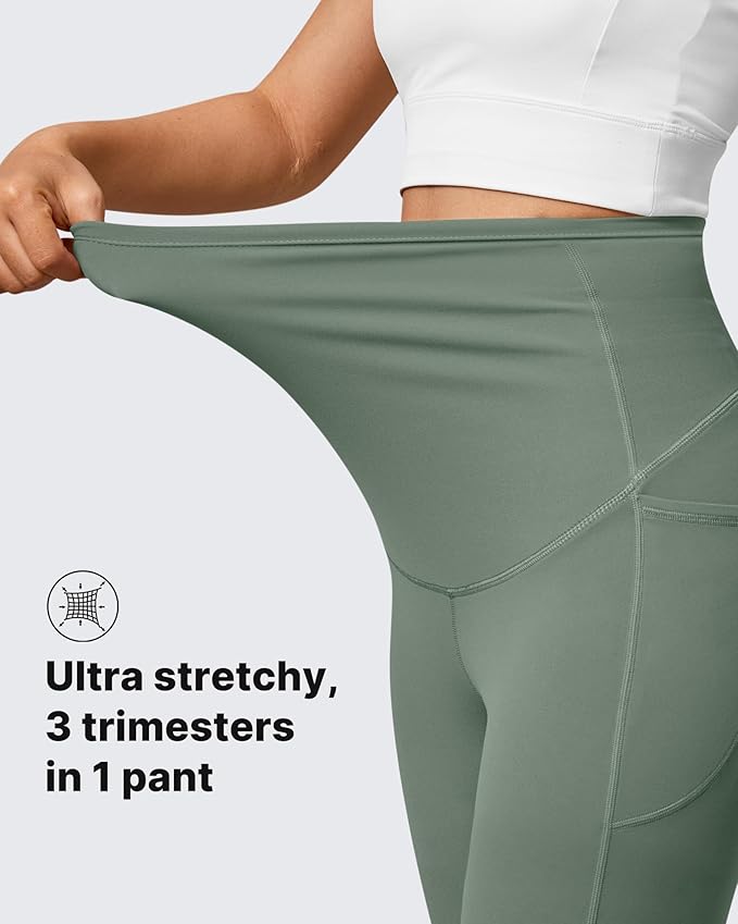 G4Free BareFeel Maternity Leggings with Pockets Over The Belly Stretchy Workout Yoga Pregnancy Pants