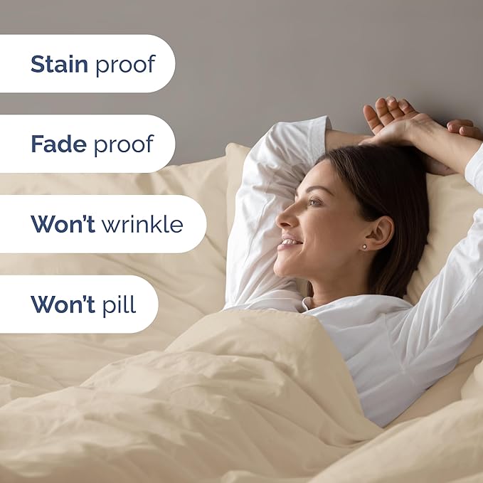 Duvet Cover Full Size - Extra Soft Full Size Duvet Cover - Lightweight, Breathable & Cozy - Easy Care & Fade Free with Zipper Closures & Ties - 80" x 90" Inches - (Wheat) Comforter Not Included