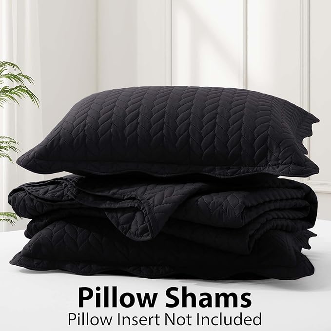 IR Imperial Rooms Twin Quilt Bedding Set (68” x 86”) - Bulk Pack of 10 Wholesale for Hotels, Guest Bedroom & Airbnbs - Lightweight Microfiber Reversible Embossed Quilts Bedspreads (Black)
