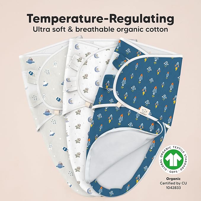 Baby Swaddle Sleep Sacks with Zipper - 3-Pack Swaddles for Newborns 0-3 Months, Infant, Baby Girls, Boys, Soft & Durable Newborn Sleep Sack, Easy Diaper Change Swaddling Blanket (Cosmo, OS)