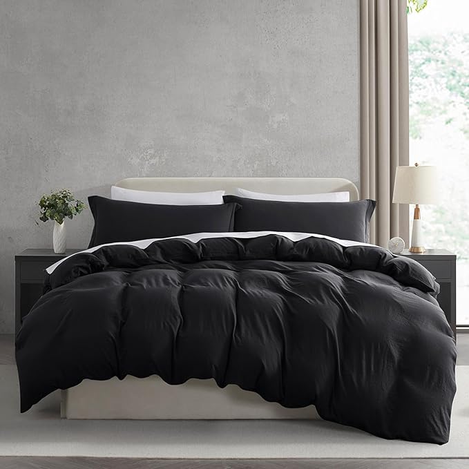 Nestl Black California King Duvet Cover Sets - Soft Prewashed Cal King Duvet Cover, 3 Piece, with Zipper Closure, 1 Duvet Cover 104x98 inches and 2 Pillow Shams