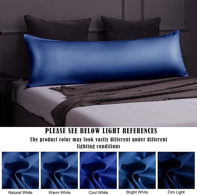 Body Cooling Pillow Cases Cover, Bamboo Rayon Pillowcases with Zipper Closure, Cool & Breathable Pillow Case for Hot Sleepers and Night Sweats, 20x54 inches, Deep Blue