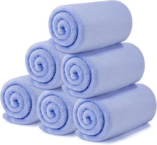 Tinideya 6 Pcs Flannel Fleece Throw Blanket Bulk 50 x 60 Inch Soft Fleece Blanket Warm Throw Blankets Coral Blankets for Couch Sofa Home Wedding Gifts Season (Blue Purple)