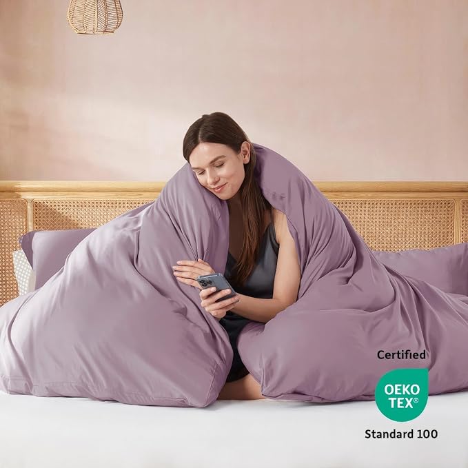Nestl Dusty Purple Duvet Cover Full Size - Soft Double Brushed Full Size Duvet Cover Set, 3 Piece, with Button Closure, 1 Duvet Cover 80x90 inches and 2 Pillow Shams