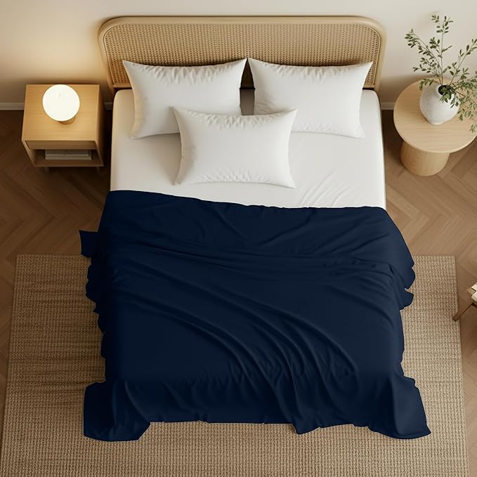 Utopia Bedding Flat Sheet - 1 Pack (Queen, Navy) - Soft Brushed Microfiber Fabric - Shrinkage & Fade Resistant Top Sheet - Easy Care Bed Sheet