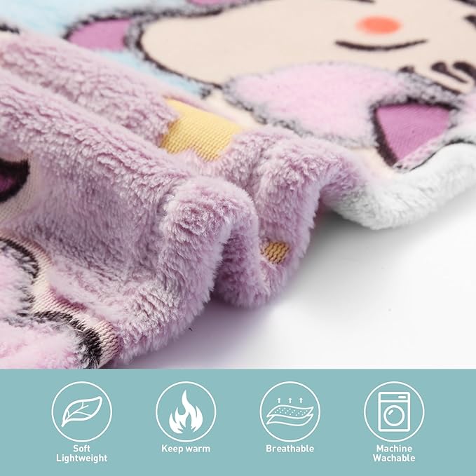 Glow in The Dark Blanket Unicorn Pattern for Unique Birthday Gifts for Girls Boys Teens, Lightweight Soft Cozy Warm Fuzzy 50"×60" Purple