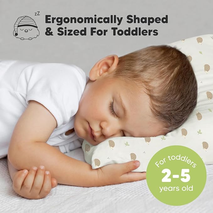 KeaBabies 2-Pack Toddler Pillows 2 Year Old to 5-13x18 Soft Organic Cotton Kids Pillow for Sleeping, Travel, School, Daycare, Nap, Toddler Bed, Machine Washable, Without Pillowcase (Nibbles/Bruce)