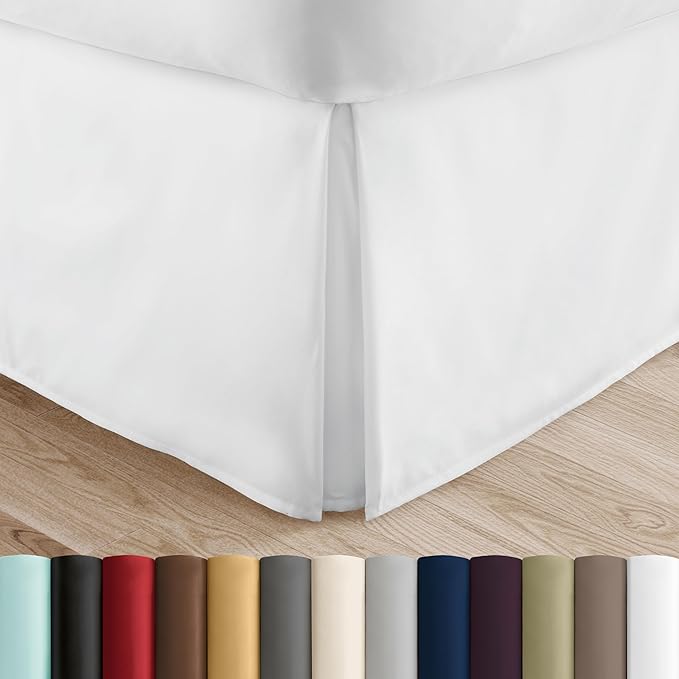Linen Market Bed Skirt - Ultra Soft Microfiber - Easy Fit with 14 Inch Tailored Drop - Hotel Quality, Shrinkage & Fade Resistant - Bed Cover - King Bed Set - Bedroom Décor - (King, White)