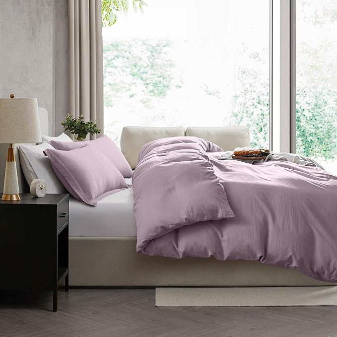Nestl Dusty Purple Duvet Cover Full Size - Soft Prewashed Full Size Duvet Cover Set, 3 Piece, with Zipper Closure, 1 Duvet Cover 80x90 inches and 2 Pillow Shams