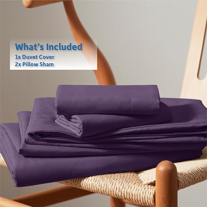 Nestl Purple Duvet Cover Full Size - Soft Double Brushed Full Size Duvet Cover Set, 3 Piece, with Button Closure, 1 Duvet Cover 80x90 inches and 2 Pillow Shams
