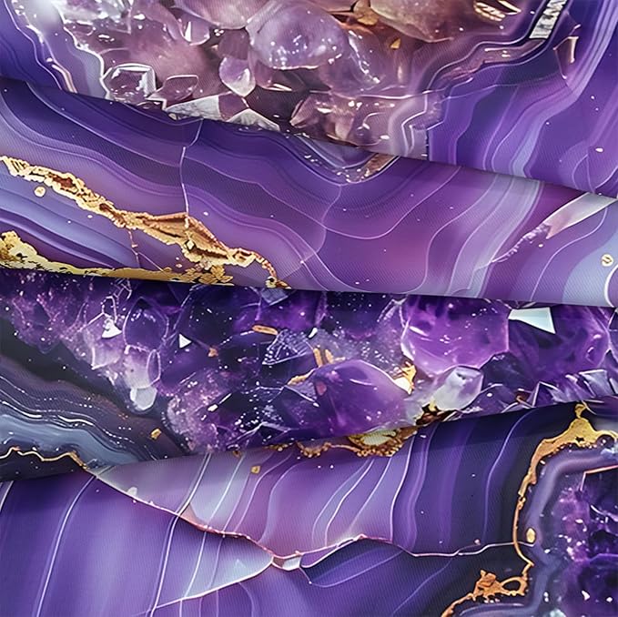 Bedbay Purple Gold Marble Comforter Set Queen Size Marble Bedding Set Abstract Art Texture Stone Diamond Aesthetic Room Decor 4 Pcs Luxury Bedding 1 Comforter 2 Pillowcases 1 Cushion Cover