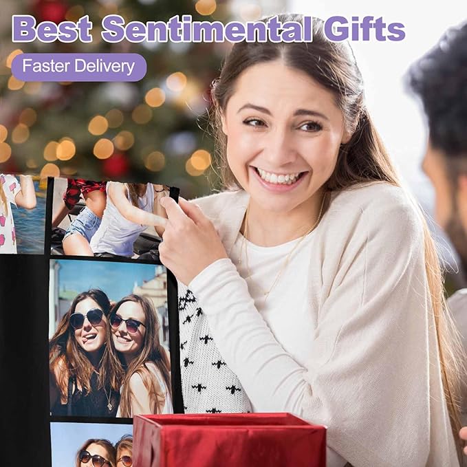 Picture Blankets Customized, 10 Photos Personalized Blanket Personalized Friends Blankets Custom Best Friend Birthday Gifts for Women Sister Girls, 8 Sizes