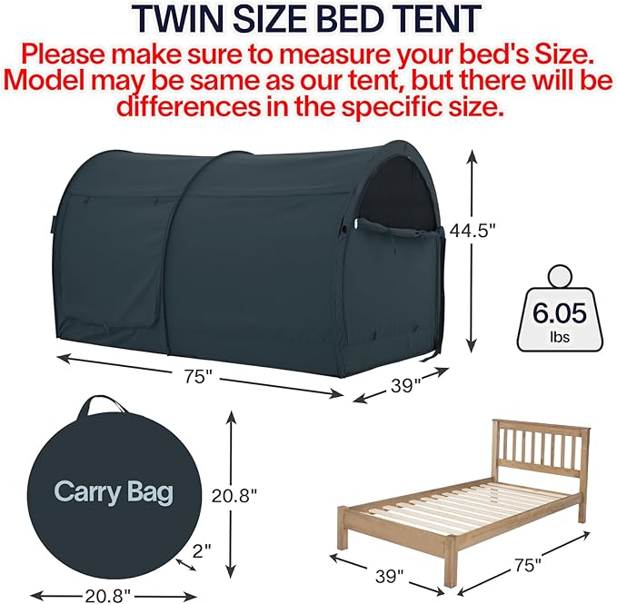 LEEDOR® Bed Tent Dream Tents Bed Canopy Shelter Cabin Indoor Privacy Warm Breathable Pop Up Twin/Full/Queen for Kids and Adult Patent Pending(Mattress Not Included)