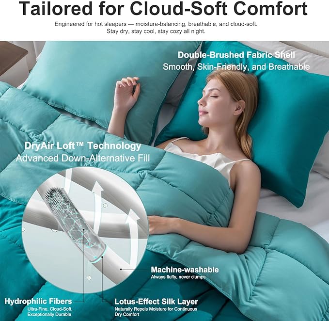 KASENTEX California King Comforter Set – Reversible Dual Color – Goose Down Alternative – Ultra-Soft, Lightweight, Machine Washable, Maintain Fluffiness, All Season Warmth (Blue/Teal)