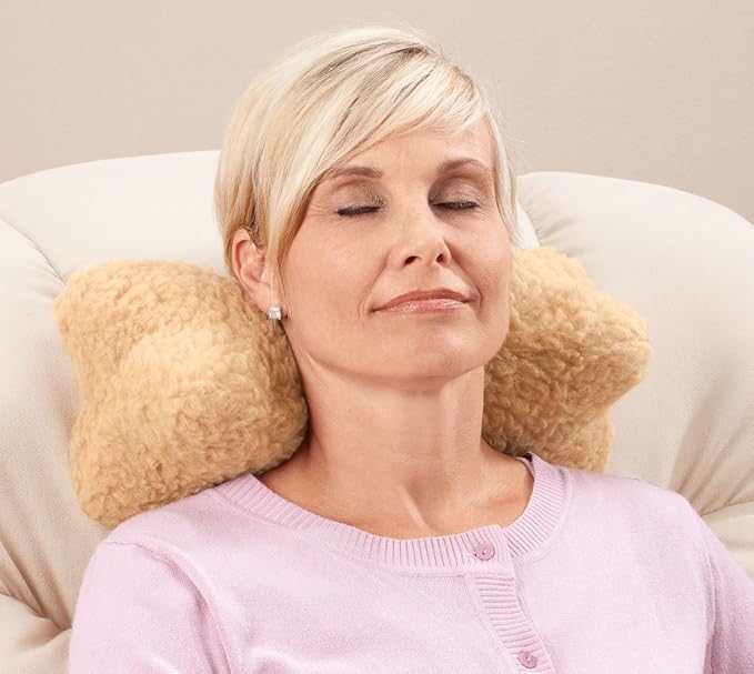 OakRidge Miles Kimball Sherpa Neck Cradle Pillow, 15” L x 7” W – 100% Polyester Fabric Neck Pillow with Contoured Butterfly Shape, Comfortable Travel Pillow with Extra Head and Shoulder Support