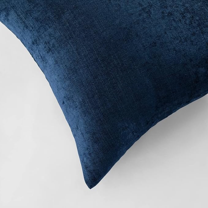 AMBERIS 2 Pillowcases (45×45cm)(Without Insert) Dark Blue, Chenille Soft No Fading Modern 2 Pillowcases (Without Insert)