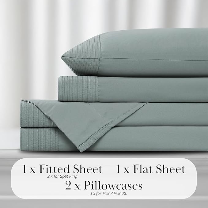 Southshore Fine Living Inc. Twin XL Bed Sheets 3-Piece Set | 21" Extra Deep Pocket with 1 Pillowcase | Hotel Luxury Quality | Easy Care Wrinkle-Free Bedsheet | Microfiber Bedsheets | Steal Blue (Teal)