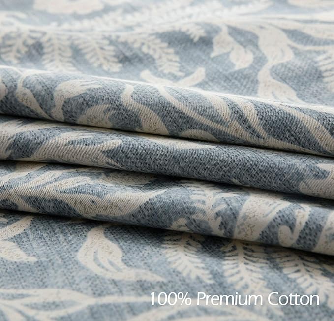 SLEEPBELLA Duvet Cover King Size, 600 Thread Count Cotton Beige & Bluish Grey Printed with Luxurious Leaves Pattern Reversible Botanical Comforter Cover Sets, Bedding Set 3Pcs (King, Beige Paisley)
